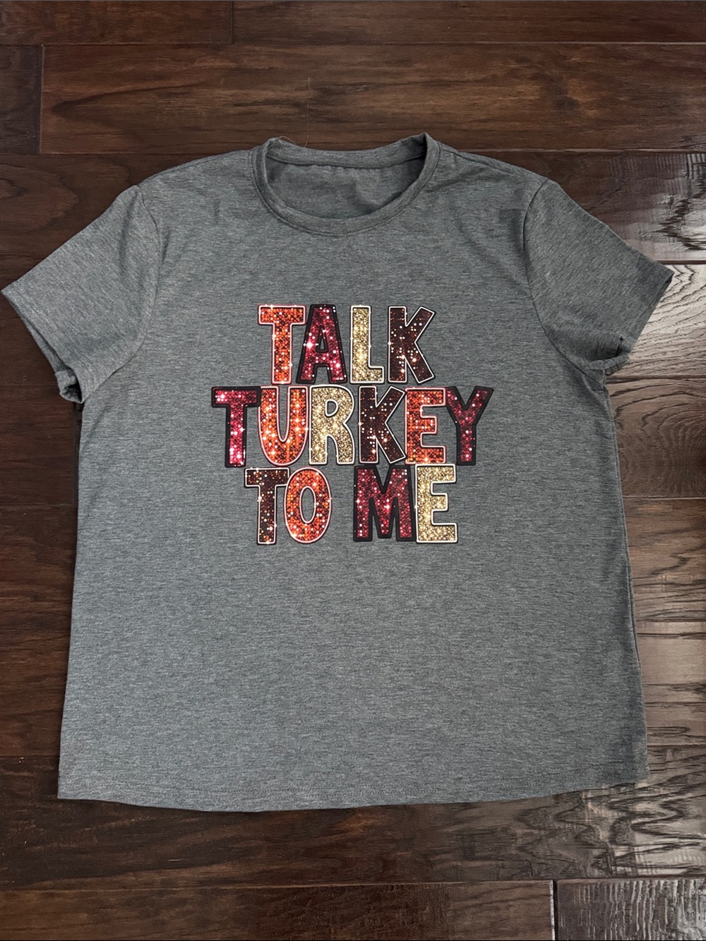 NWOT THANKSGIVING Graphic Tee  Gray Women's XL with 'Talk Turkey To Me'